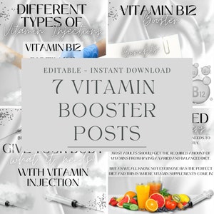 7  White Vitamin Boosters Vitamin Injections Aesthetics Templates Instagram Templates Ready To Use With Canva for Aesthetics Practitioners