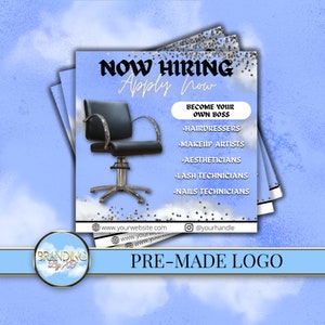 Teraz zatrudniamy Blue Canva Template Blue Glitter, Instagram Hiring Post Template Social Flyer Job Vacance, Looking For New Workers Editable