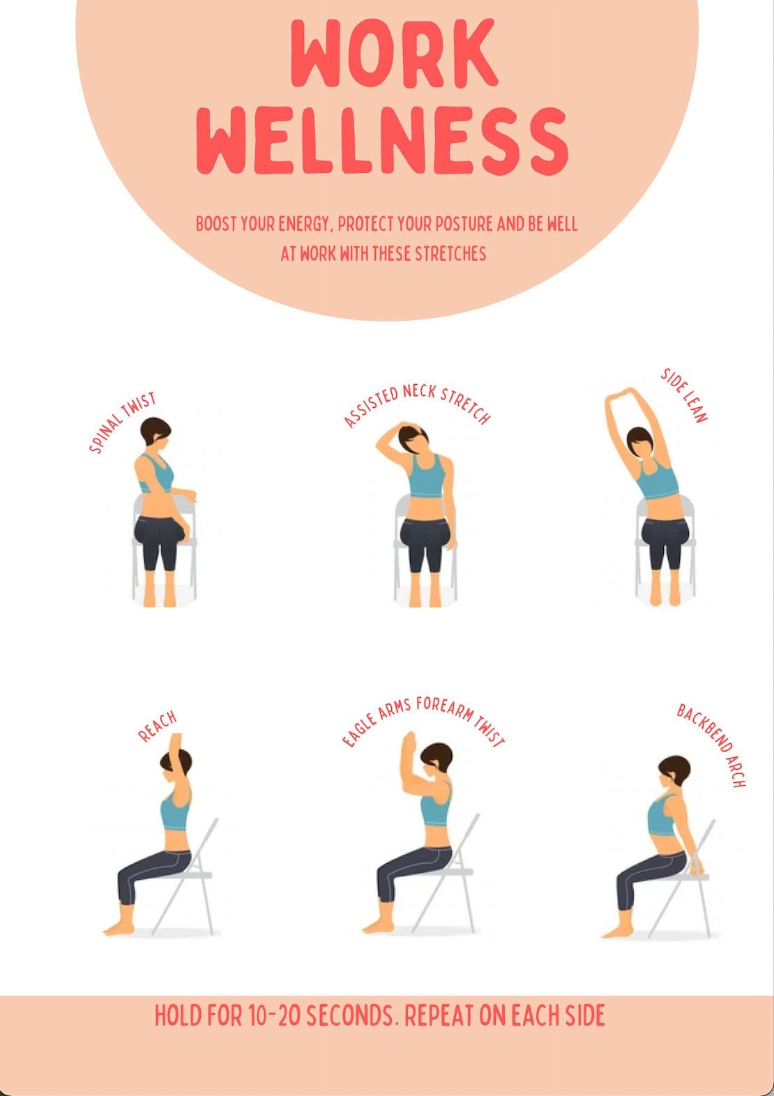 Work Wellness Poster Desk Yoga Stretches