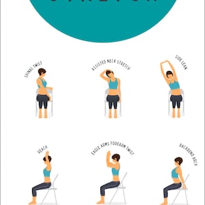 Work Wellness Poster Desk Yoga Stretches digital download