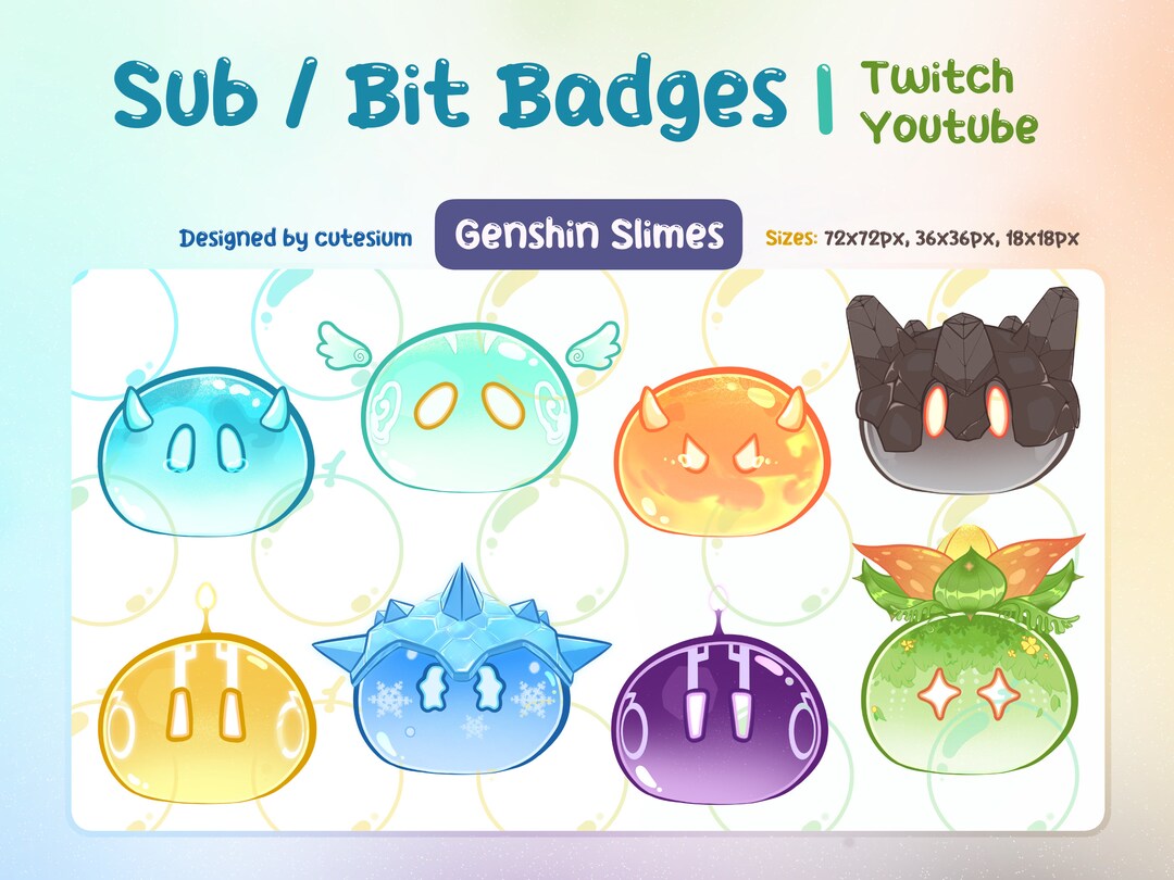Genshin Slime Twitch Sub Badges / Genshin Impact / Slimes / Game Bit ...
