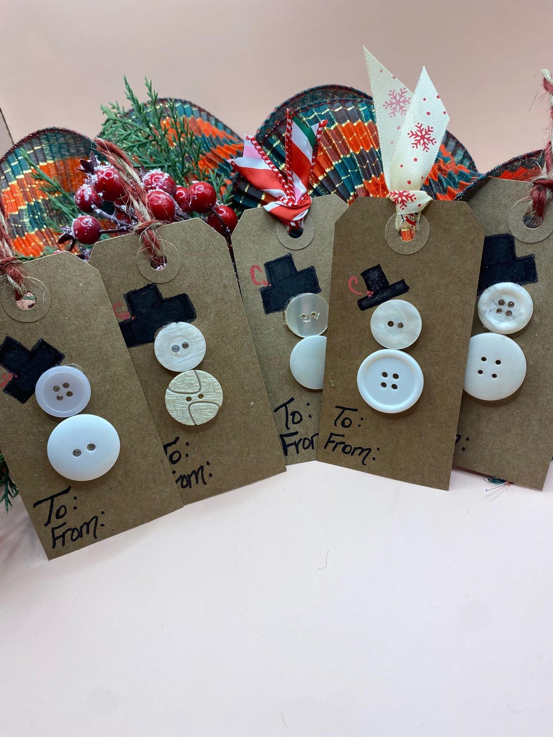 Primitive Button Snowman Christmas Gift Tags Present Tags - Etsy