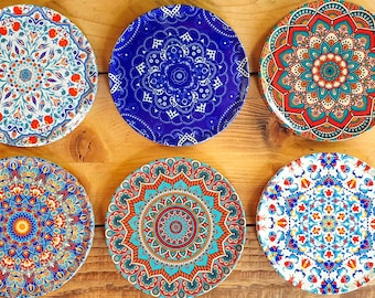 Set of 6 GAIA Motif Coasters / Coasters for Glass / Gifts for Husband / Gifts for Him / Christmas Gifts