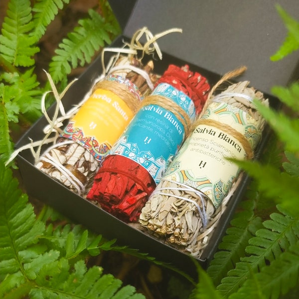 Smudge Stick Gift Box: Yerba Santa + Dragon's Blood White Sage + Classic White Sage / Native American Smudge Sticks