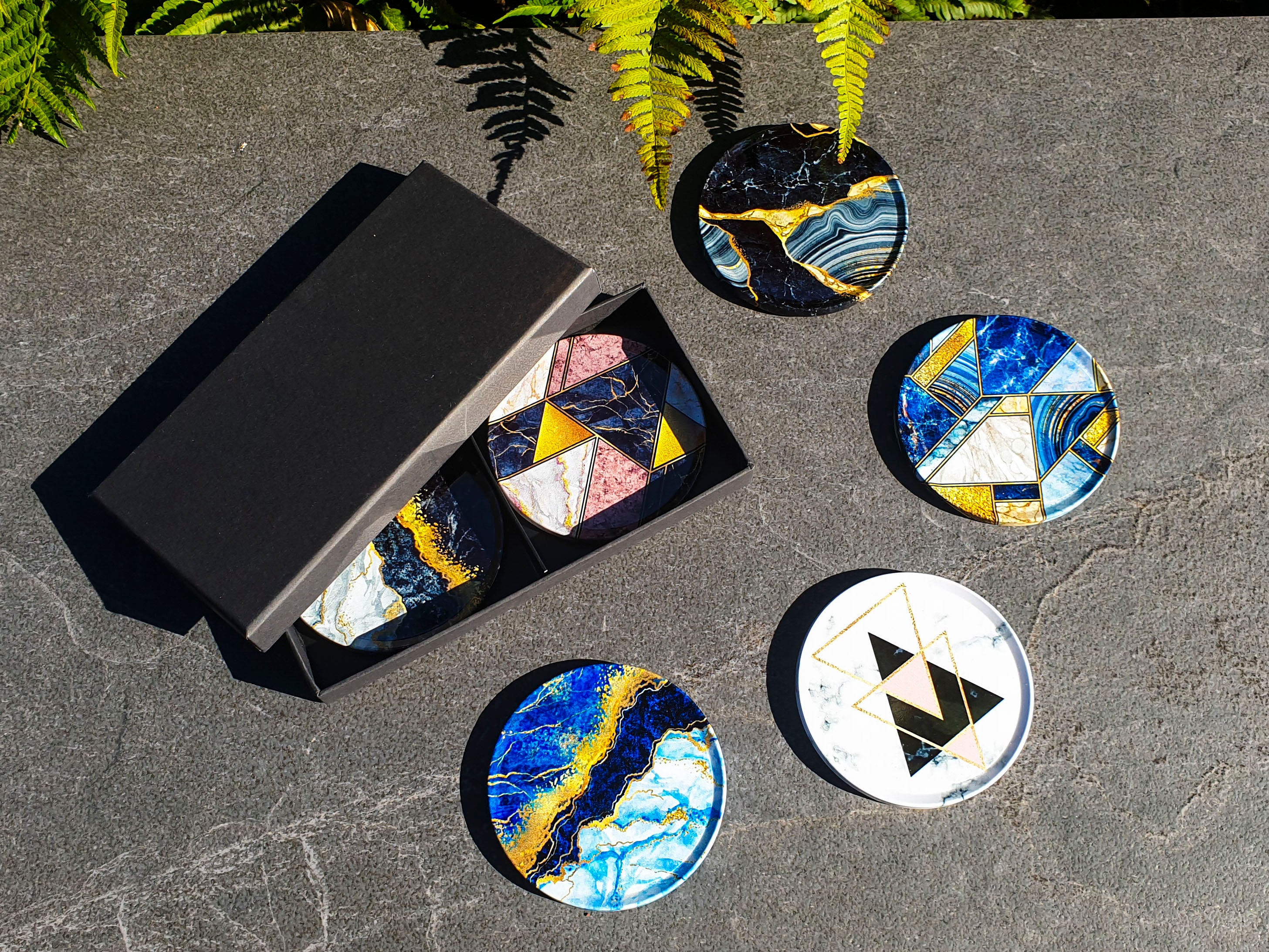 Posavasos De Mármol Dorado Absorbentes Base De Corcho,... | Cuotas Sin
