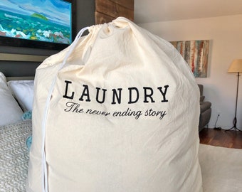 Extra Large Canvas Laundry Bag Heavy Duty Laundry Hamper Liner Clean Washing Bag Cotton Personalized Laundry bag Gift Dirty Washing Bag
