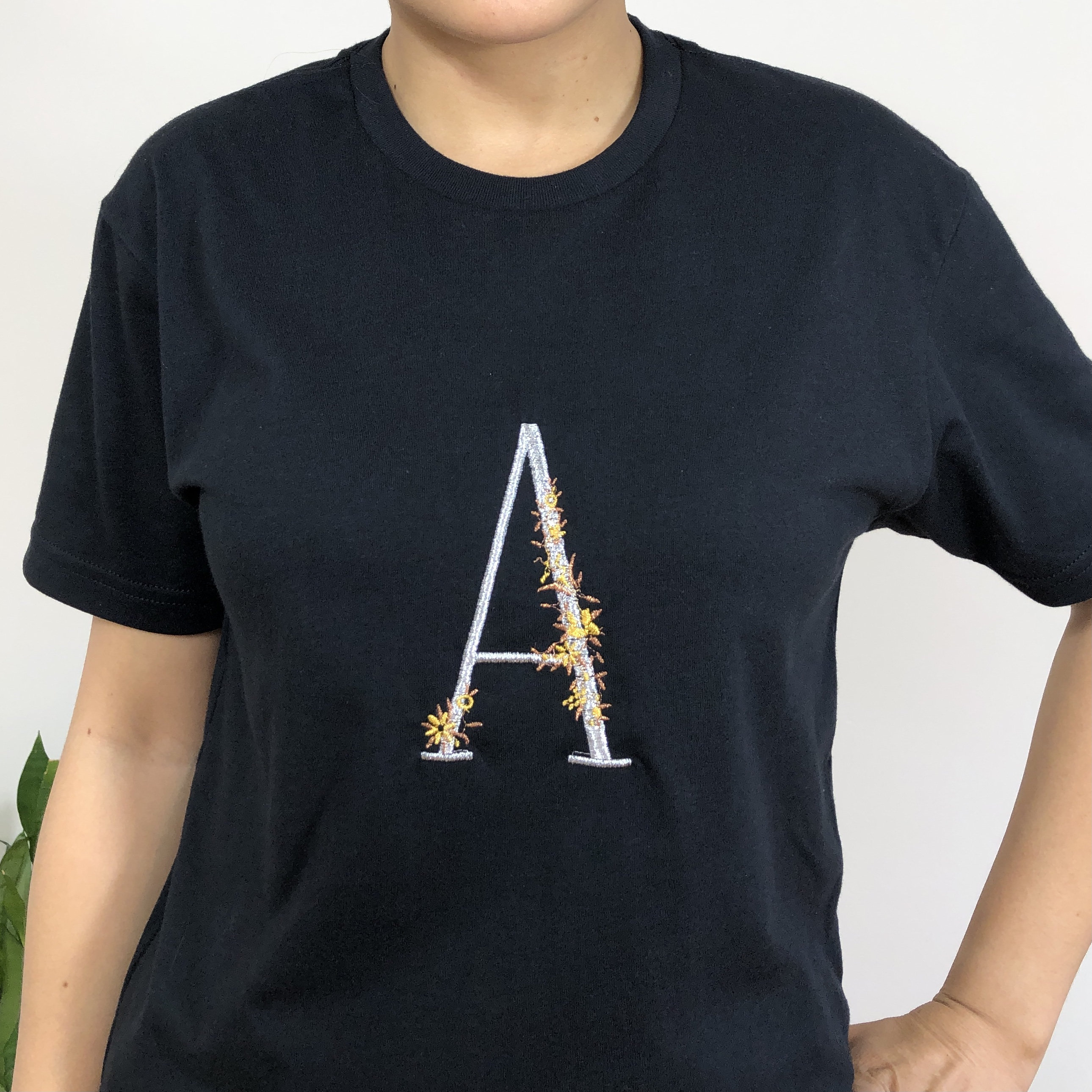 script embroidery t shirt basic