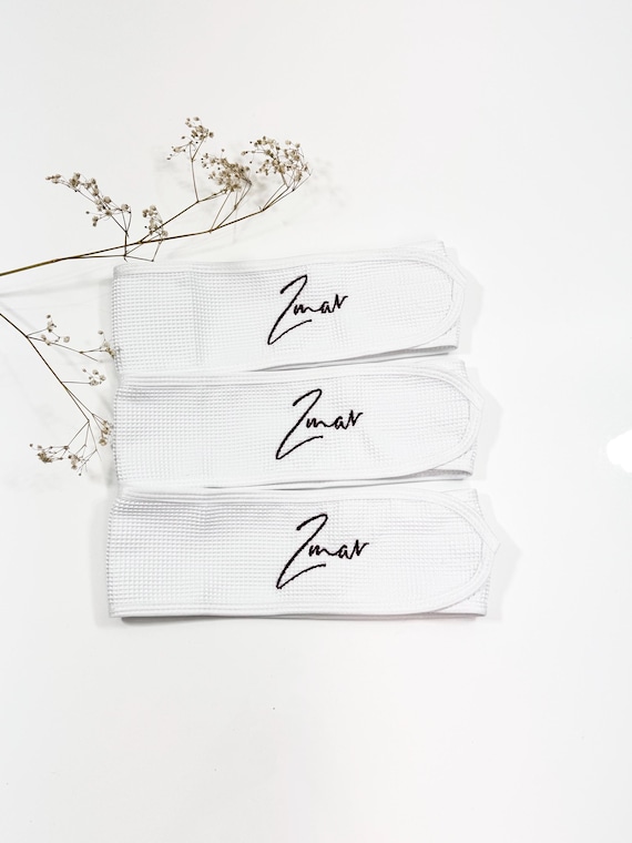 Set of 3 Waffle Spa Headbands: Embroidered Logo, Adjustable  display picture 3