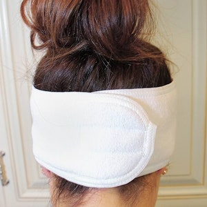 Conjunto de diadema de spa con logo para esteticista Diadema de spa ajustable cierre de velcro bordado logotipo personalizado conjunto de regalo de spa diadema facial imagen 9