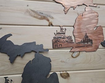 Michigan Edmund Fitzgerald Metal Artwork - Great Lakes Wall Art - Michigan Nautical Decor