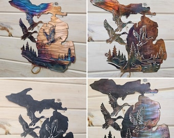 Michigan and Flying Ducks - Wildlife Home Decor