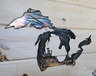 Great Lakes Edmund Fitzgerald Metal Artwork - Great Lakes Wall Art - Michigan Nautical Decor