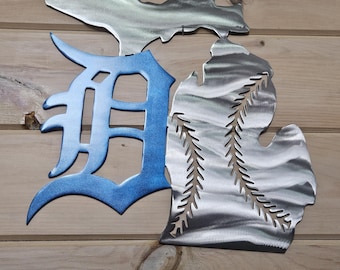 Michigan Tigers Metal Artwork - Detroit Baseball decor