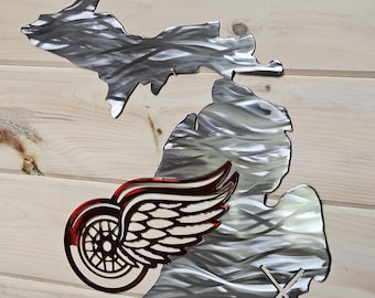 Michigan Redwings Metal Artwork - Detroit Hockey decor