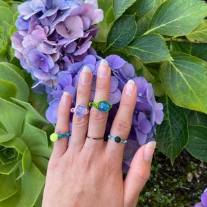 Handmade wired rings with unique beads, made to order!