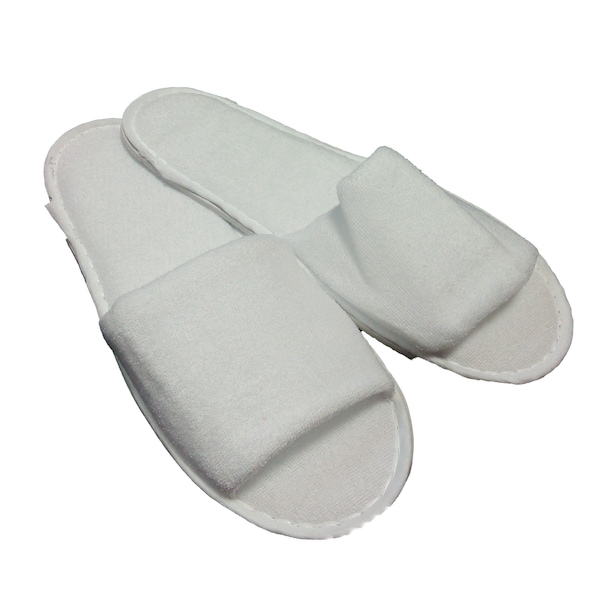 White Unisex Open Toe Terry Hotel Style Slippers for Spa, Holidays and Home Size 29cm UK 7/8