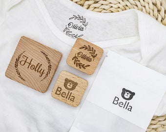 Wooden Name Stamp for clothing and paper/Daycare Stamp/Kids Stamp/Custom Wooden stamp/ Stamp for Envelope