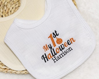 Personalized Halloween Bib,Embroidery Bib,First Halloween,Custom baby bib, Halloween Gift,Embroidery baby gift,Personalized baby gift