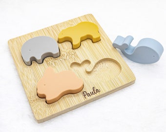Baby Personalized Puzzle Toy/ Toddler Toy /Personalised Wooden toy /Wooden Silicone Toy/Silicone Puzzle