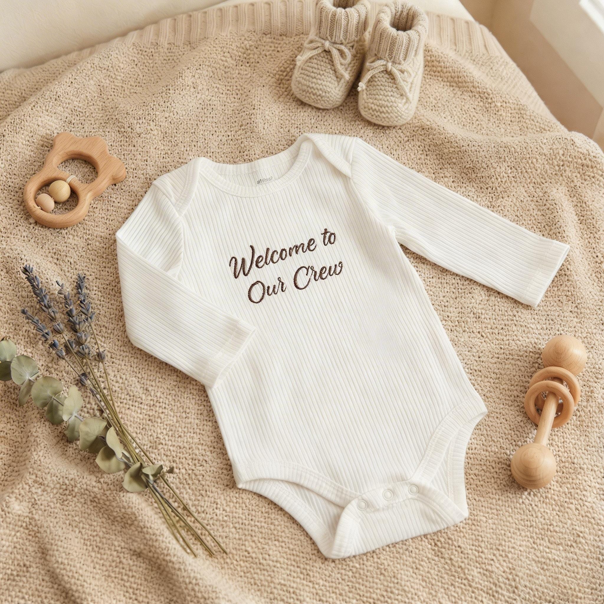 Personalized Embroidered Baby Bodysuit Organic Cotton Name Onesie, Neutral Style