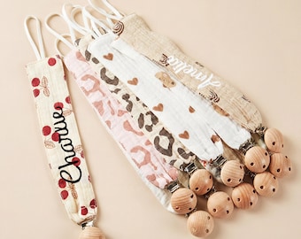 Personalized Pacifier Clip with Name: Cotton Baby Accessory