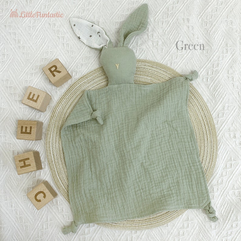 Baby soothing towel/Bunny towel/Easter Gift/Cotton soothing towel/Baby Muslin Comforter /Baby Shower Gift/Baby comforter image 5