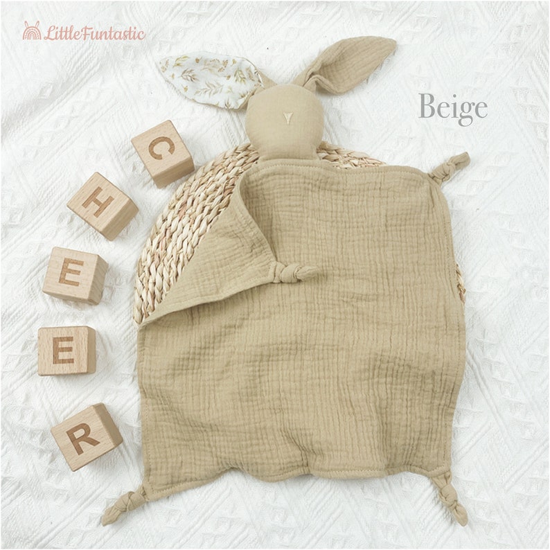 Baby soothing towel/Bunny towel/Easter Gift/Cotton soothing towel/Baby Muslin Comforter /Baby Shower Gift/Baby comforter image 4