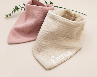 Personalized baby bib with embroidered name: Cotton, soft and breathable infant baby shower gift