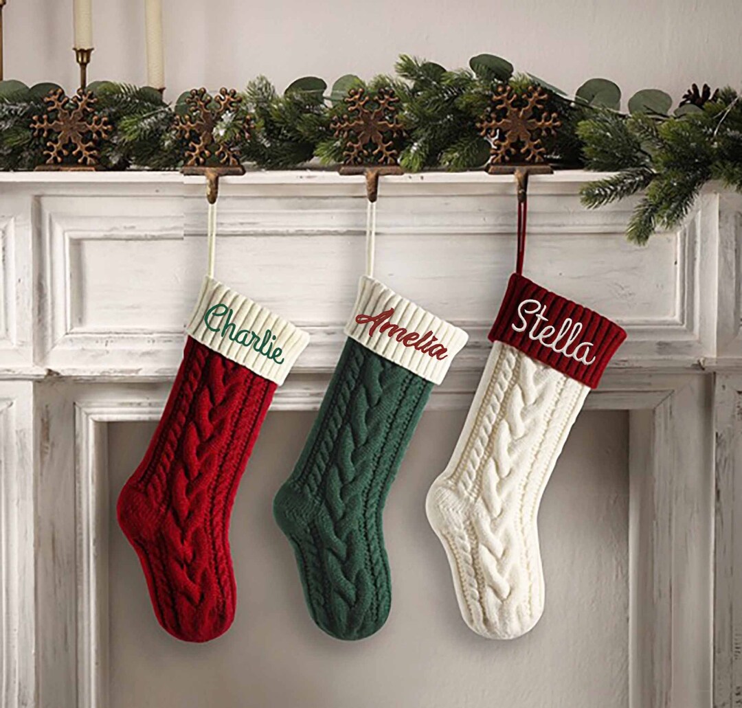 Embroidered Xmas Stockingschristmas Stocking With Name knit Etsy Canada