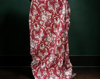 Ralph Lauren Marseilles Danielle Queen Fitted Sheet Burgundy Floral Chintz 100% Cotton