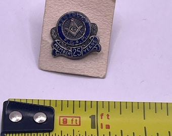 Vtg Kentucky Masonic Lodge F & A M 25 Year Service Lapel Pin Sterling Enamel