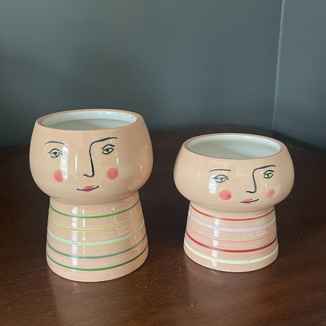 Opalhouse Target Face Head Planter Flower Pot Peach Stoneware Etsy