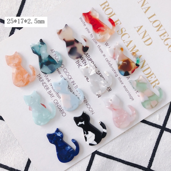 35pcs Mini Acrylic Kitten Charm Bundle | Kawaii Cat Character Acrylic Resin Charm Pack | Diy Jewelry Earring Necklace Making Accessories