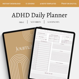 Minimalist Digital ADHD Daily Planner To Help Keep You Organized | Undated | Printable | Adult Planner