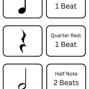 Music Note Beat Flash Cards Printable With Names for Music Students - Etsy