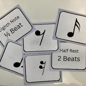 Music Note Beat Flash Cards Printable With Names for Music Students - Etsy