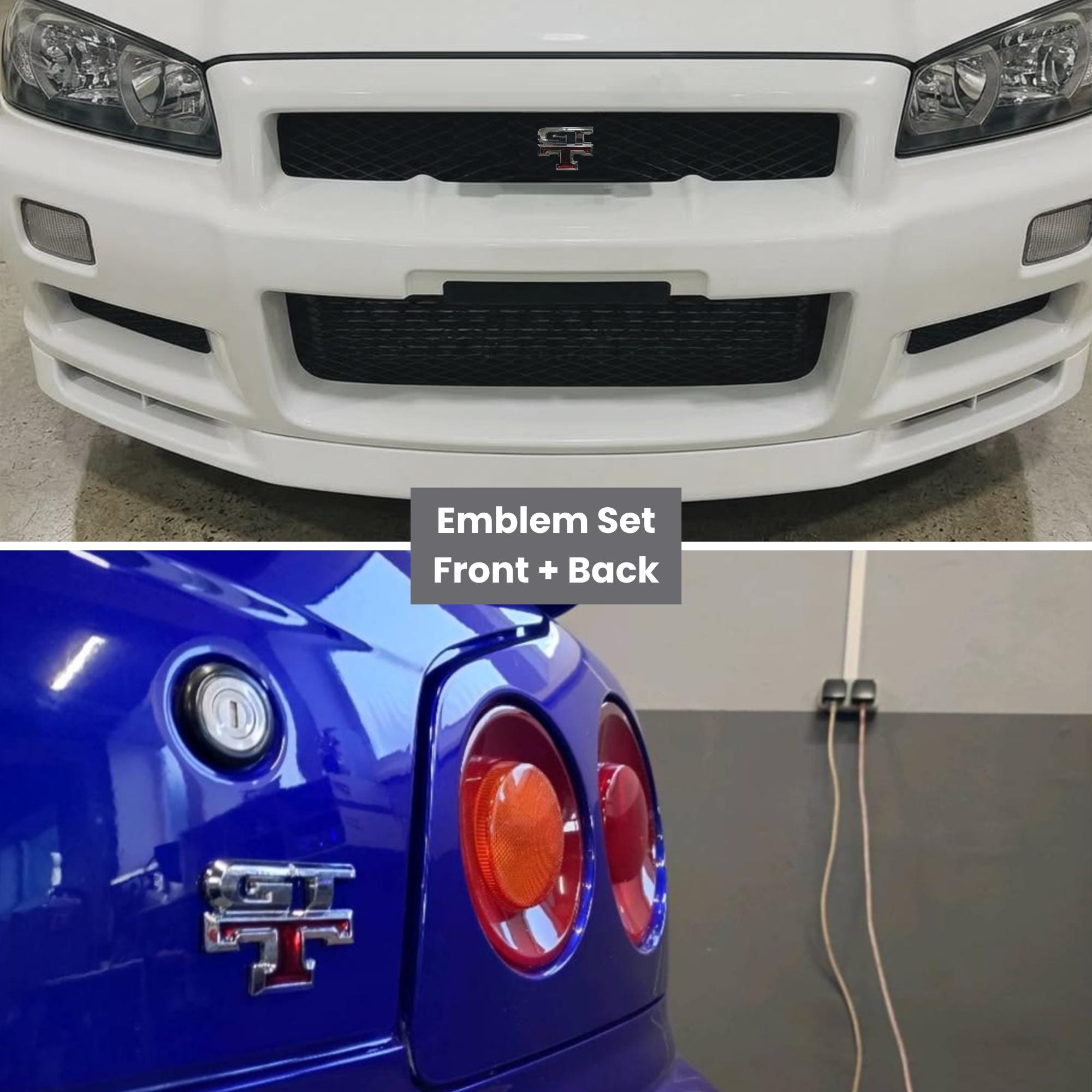 Nissan Skyline R34 GT-T Badge 2x Set | GTT Logo Emblem for Front