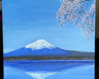 Original Mt Fuji Painting on Canvas / Original Mt Fuji Acrylic