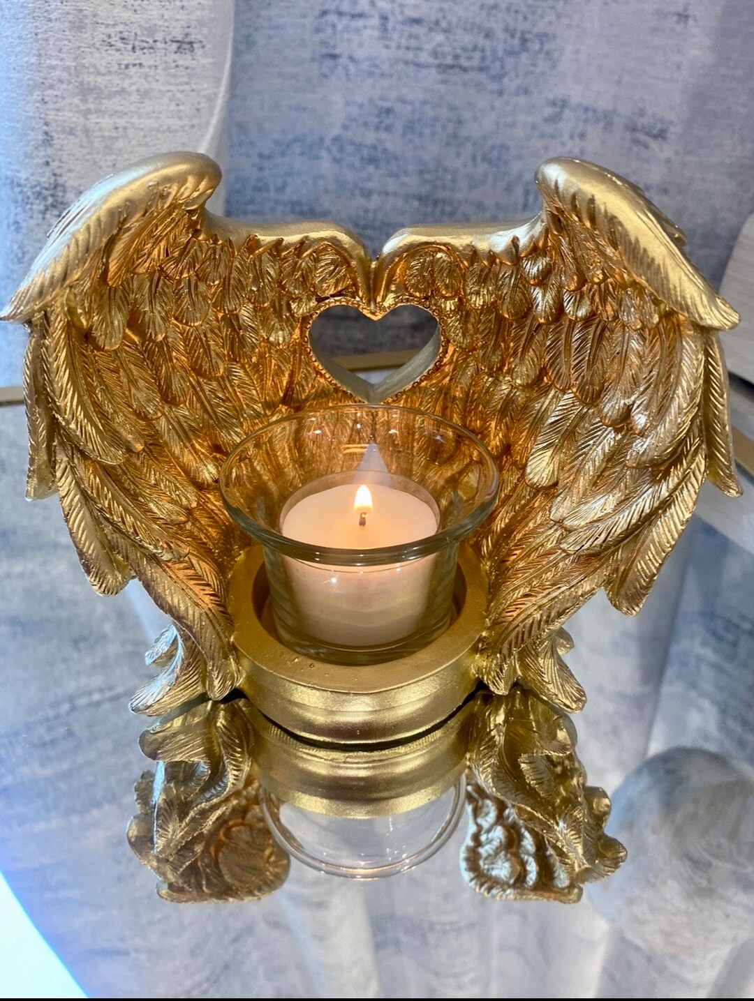 Gold Wrapped in Angel Wings Candle Holder Etsy
