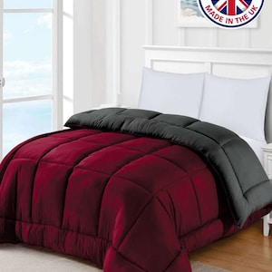 Coverless Hollowfiber Duvet Quilt 13.5 tog Reversible Double King Super King Maroon/Grey