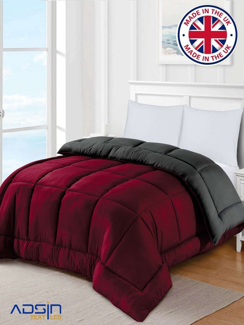 Coverless Hollowfiber Duvet Quilt 13.5 tog Reversible Double King Super King Maroon/Grey