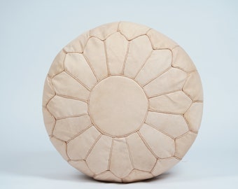 Natural Moroccan Ottoman Pouf | Pouf Moroccan Leather Pouf | Leather Pouf | Floor Pouf | Moroccan Pouffe | Gift For Her