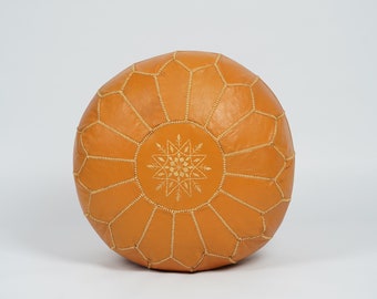 OCHRE Moroccan POUF **50% OFF**Leather Pouf Ottoman Pouf Moroccan Leather Pouf Moroccan Pouffe Decor For Living Room