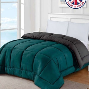 Coverless Hollowfiber Duvet Quilt 13.5 tog Reversible Double King Super King Green