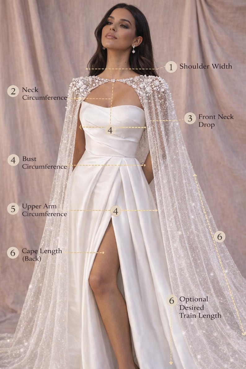 Custom Sheer Pearl & Glitter Bridal Cape, Custom Length - Etsy