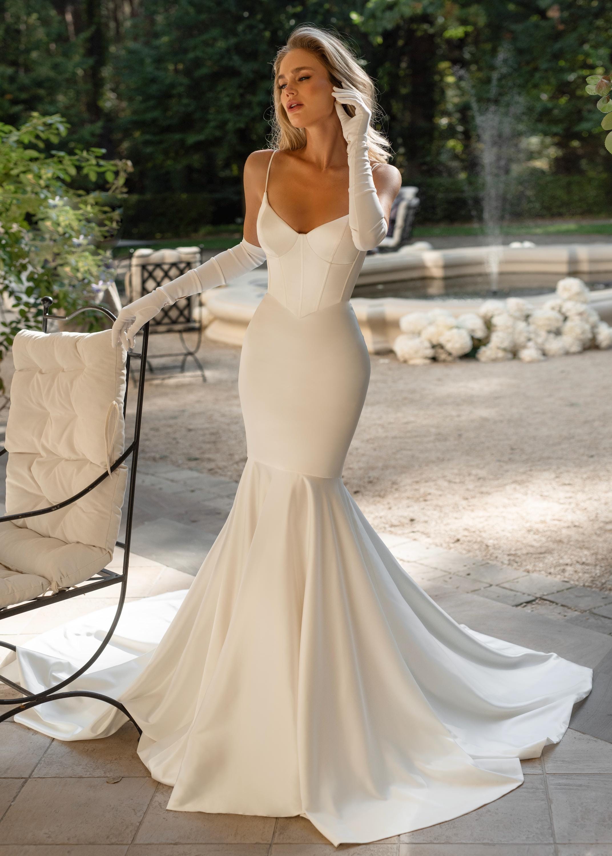 chinese dress ladies Unique One Shoulder Ruffles Mermaid Bridal Two Piece Wedding Dress Ivory / 14 main image 1