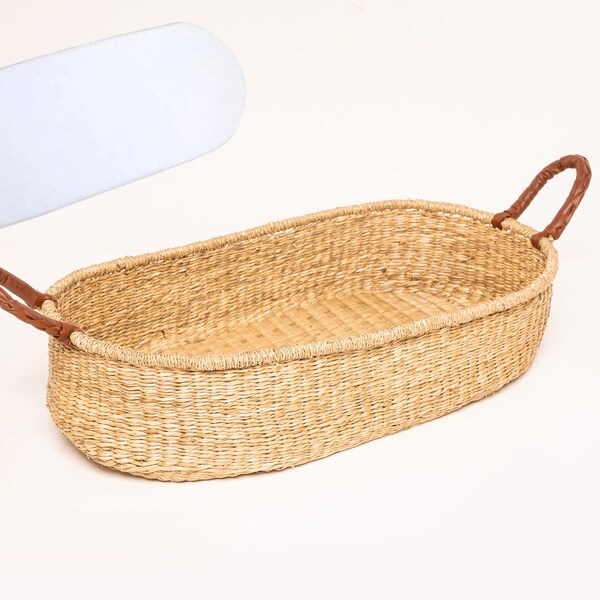 50% OFF MUST GO! Handmade Baby Changing Basket, Cushion, Diaper Changing Bed, Bohemian, Handmade Woven, Seagrass