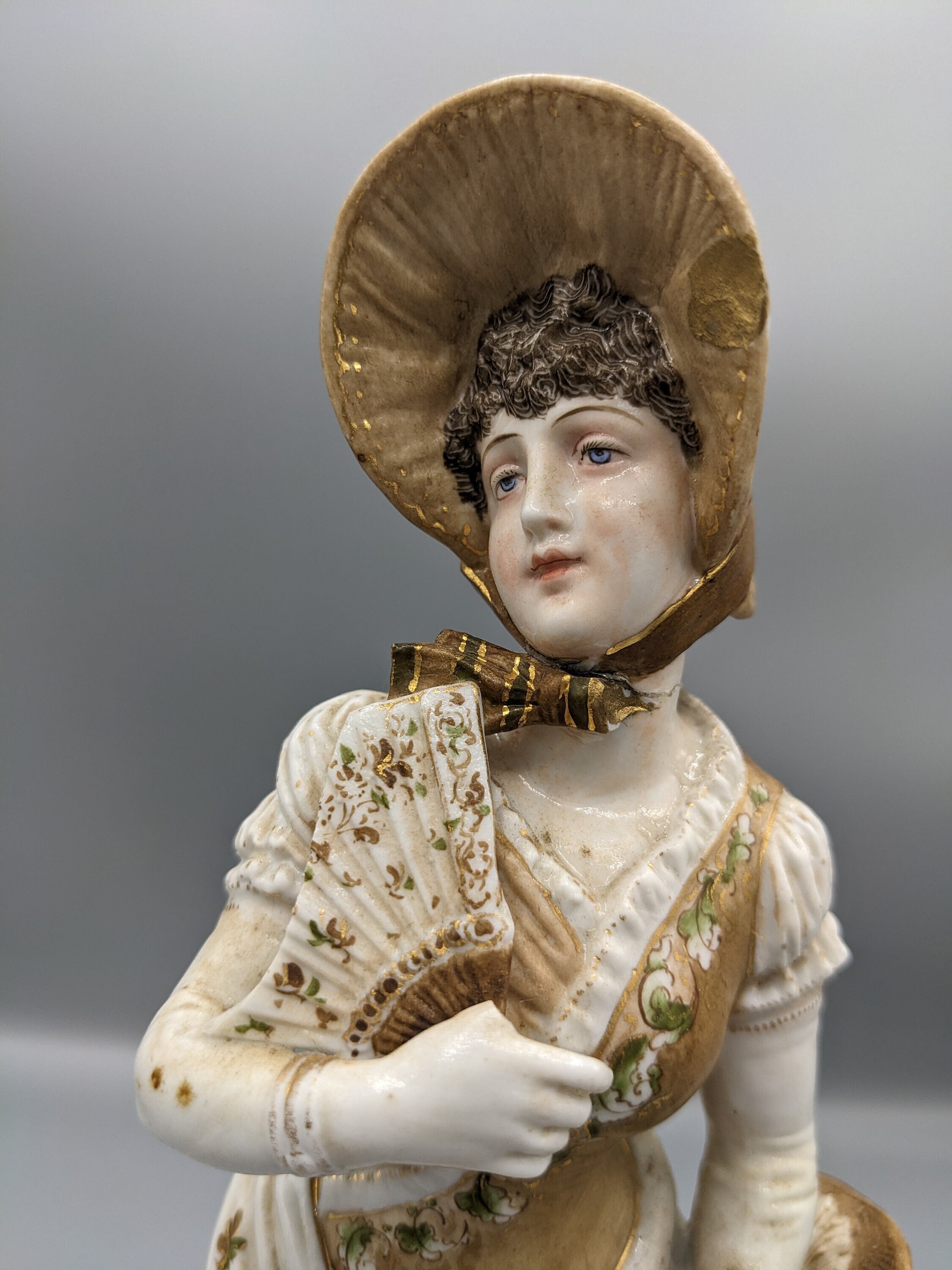 1894s Antique Volkstedt German Porcelain Figurine Lady in Bonnet 10.5 ...
