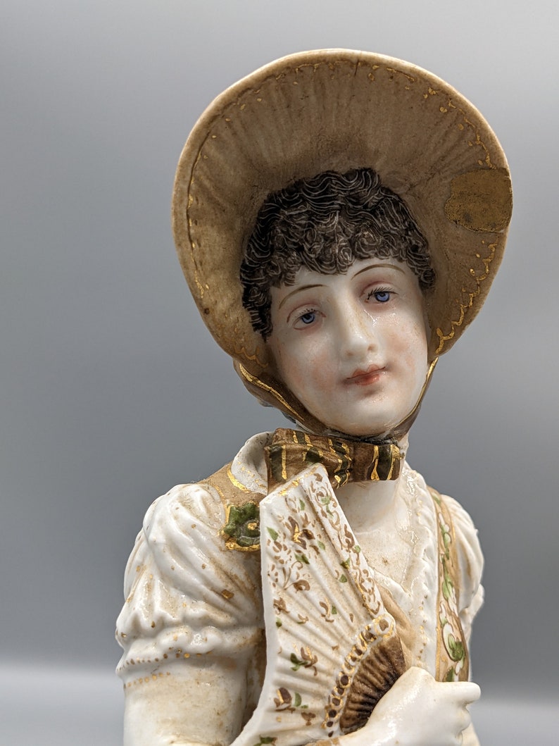1894s Antique Volkstedt German Porcelain Figurine Lady in Bonnet 10.5 ...