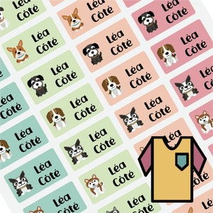 Custom Stick-On Clothing Name Label Stickers // Personalized Dog Fabric Textile Label, for Kids School Daycare Sports Camp Birthday Gift